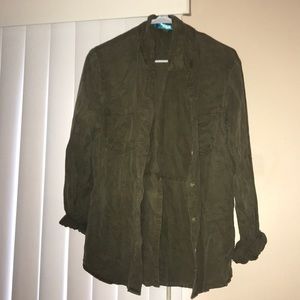 Army green button up shirt
